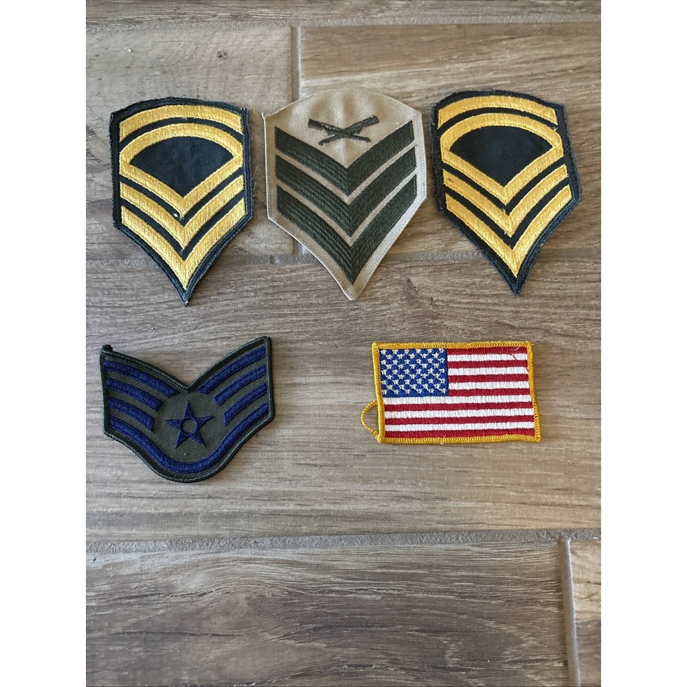 Lot of 5 Vintage United States US Military Patches Army Air Force Stripes Sew On